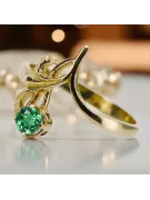 14k żółte złoto Szmaragd Pierścionek Vintage unikatowe vrc095y